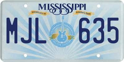 MS license plate MJL635