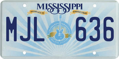 MS license plate MJL636