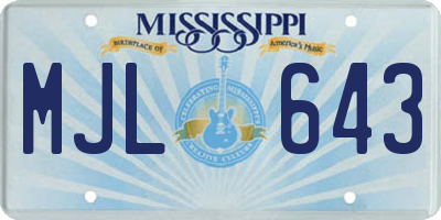 MS license plate MJL643