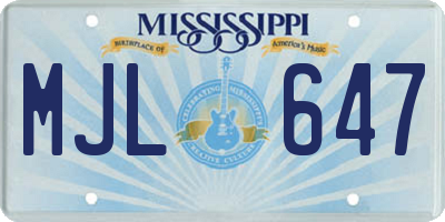 MS license plate MJL647