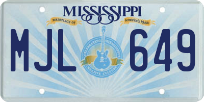 MS license plate MJL649