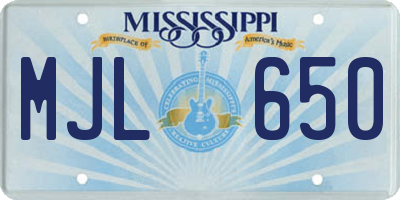 MS license plate MJL650