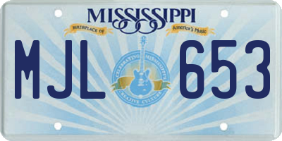 MS license plate MJL653
