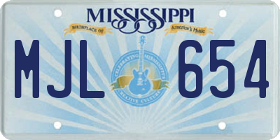 MS license plate MJL654