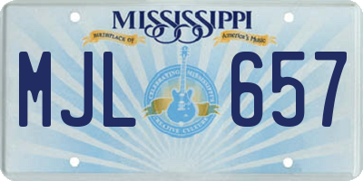 MS license plate MJL657