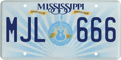 MS license plate MJL666
