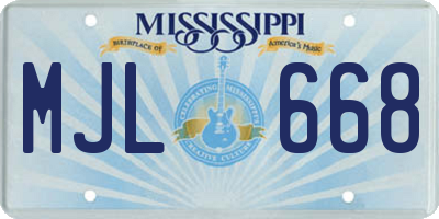 MS license plate MJL668