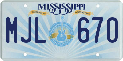 MS license plate MJL670