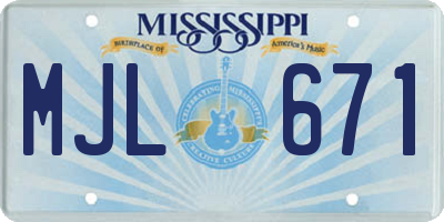 MS license plate MJL671