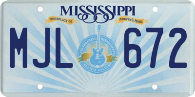MS license plate MJL672