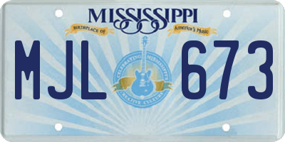 MS license plate MJL673