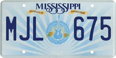 MS license plate MJL675