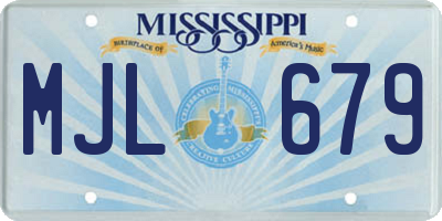 MS license plate MJL679