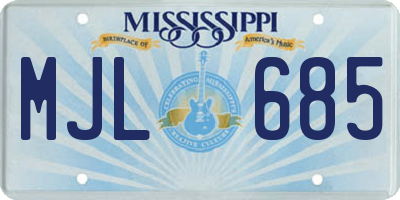 MS license plate MJL685