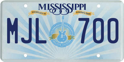 MS license plate MJL700