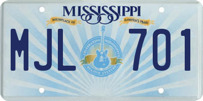 MS license plate MJL701