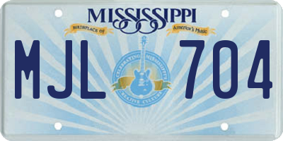 MS license plate MJL704