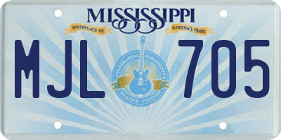 MS license plate MJL705
