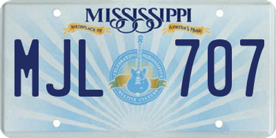 MS license plate MJL707