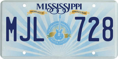 MS license plate MJL728