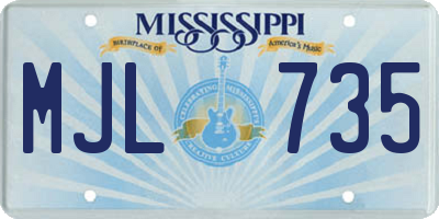 MS license plate MJL735