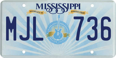 MS license plate MJL736