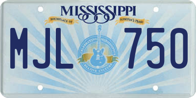MS license plate MJL750