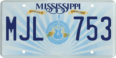MS license plate MJL753