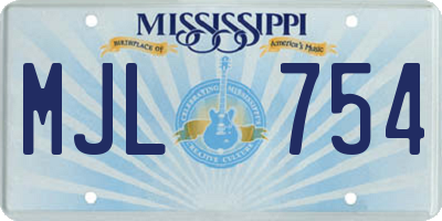 MS license plate MJL754