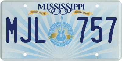 MS license plate MJL757