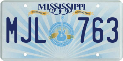 MS license plate MJL763