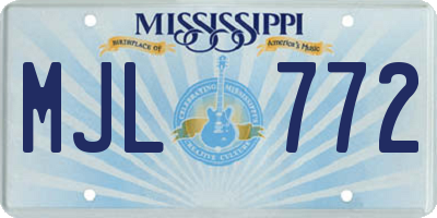 MS license plate MJL772