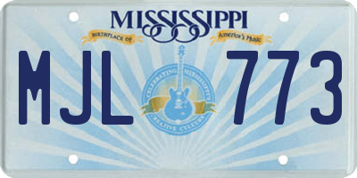 MS license plate MJL773