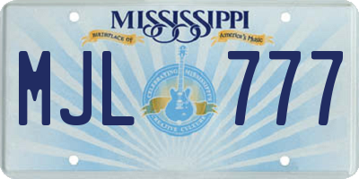 MS license plate MJL777
