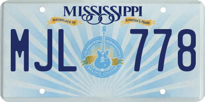 MS license plate MJL778