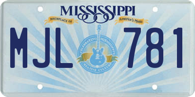 MS license plate MJL781