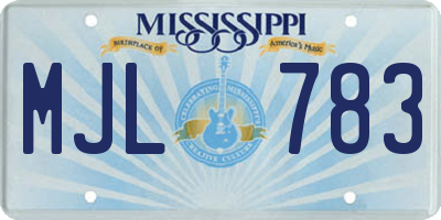 MS license plate MJL783