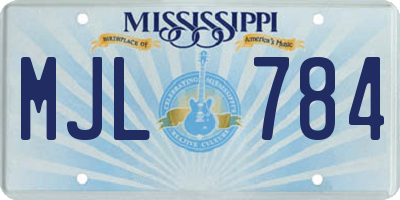 MS license plate MJL784