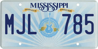 MS license plate MJL785