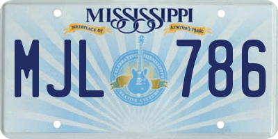 MS license plate MJL786