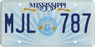 MS license plate MJL787