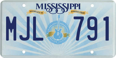 MS license plate MJL791
