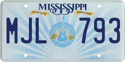 MS license plate MJL793