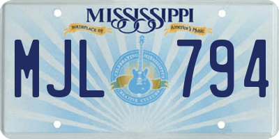 MS license plate MJL794
