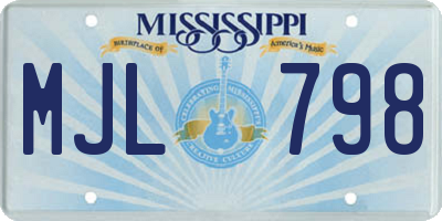 MS license plate MJL798