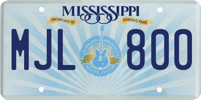 MS license plate MJL800