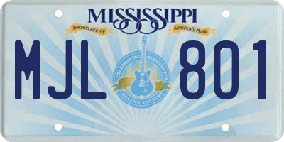 MS license plate MJL801