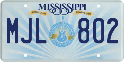 MS license plate MJL802