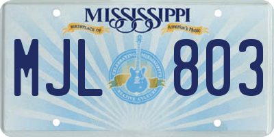MS license plate MJL803