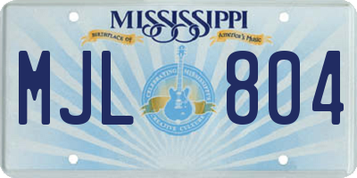 MS license plate MJL804